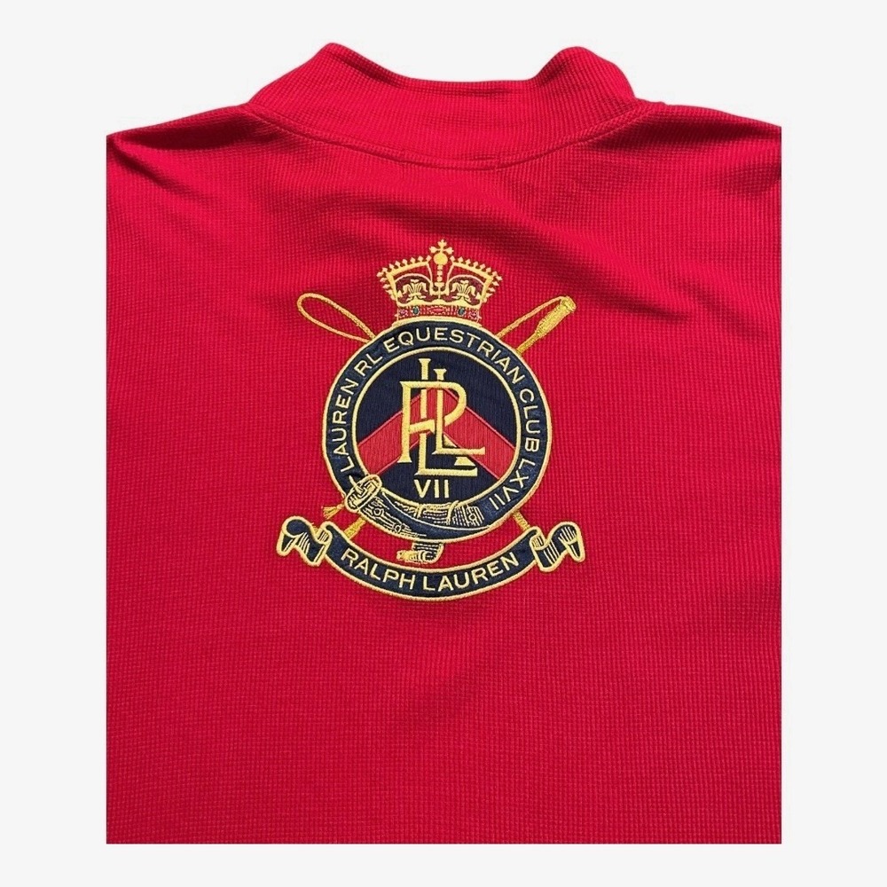 Vintage Lauren Ralph Lauren Equestrian Club Crest 1/4 Zip Women Red Y2K